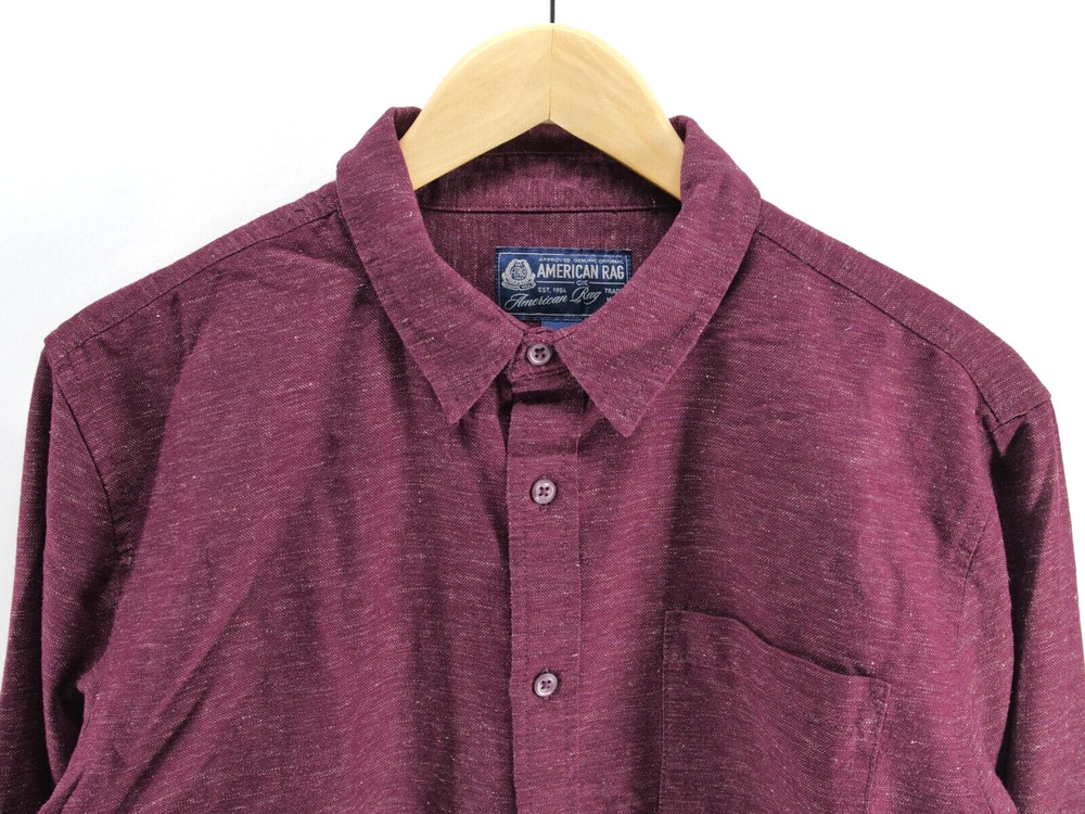 American Rag Burgundy‎ Button Up Long Sleeve Shirt Men's Sz Large